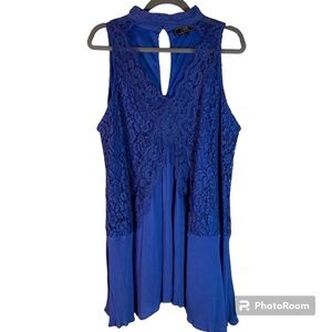 Lucky & Blessed Women's Dress Large |Sheer | Lace | Deep V Neck | Elegant | L&B